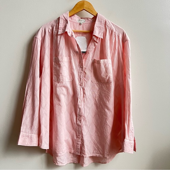 Wonderly Button Down Shirt Pink with Lace Detail Womens Plus size 1X NWT - Picture 1 of 5